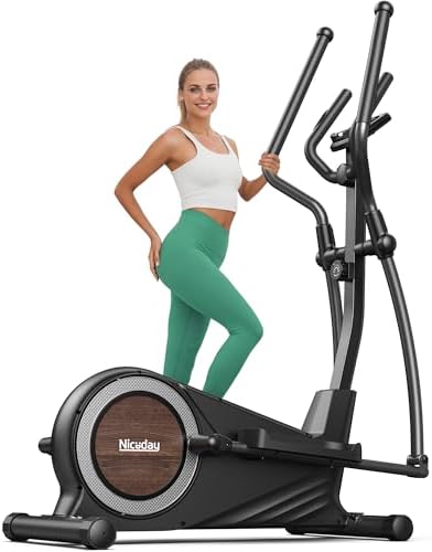 Niceday elliptical exercise machine, hero listing image with user beside the unit for scale