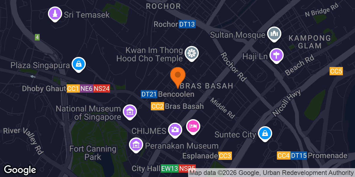 Map showing JR Fitness Singapore (Bras Basah)